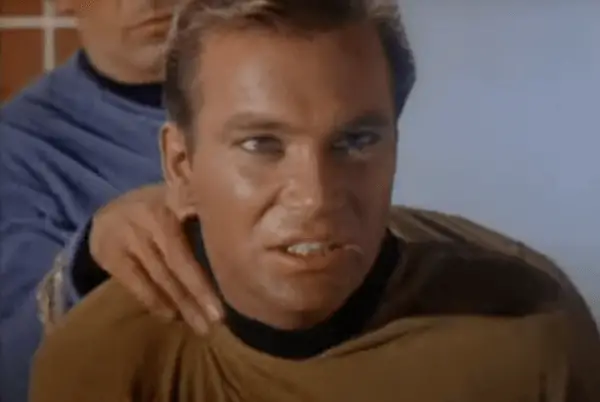 Kirk getting Vulcan nerve pitch