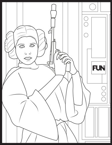 Leia holding a blaster